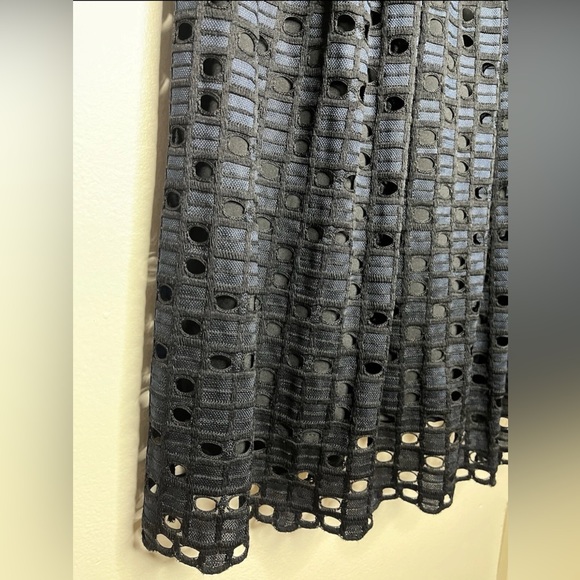 Ann Taylor DARK NAVY AND BLACK Textured Long Sleeve Dress 12 - Picture 6 of 8